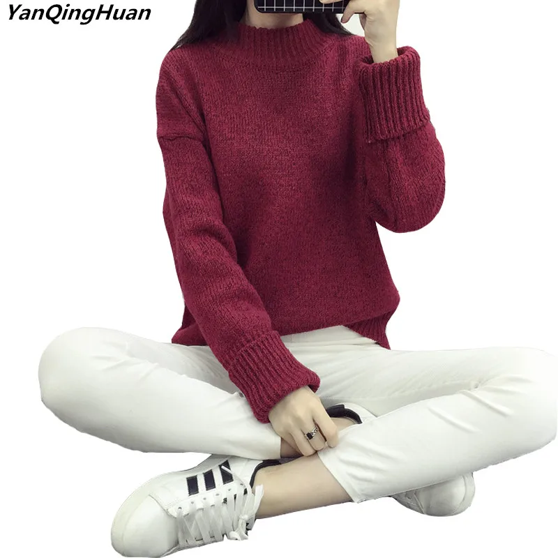Winter Warm Thickening Pullover Knit Sweater Women's 2018 Fashion Korean Version Of The Line Casual Loose High Stretch | Женская