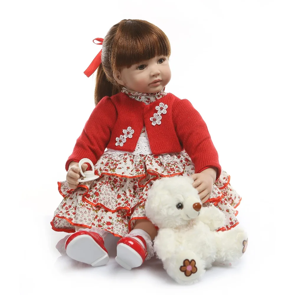 

24" 60cm Realistic Soft Silicone Reborn Baby Smile Girl Dolls Lifelike Newborn Doll Girl Gift Reborn Dolls Bonecas Babies Toys