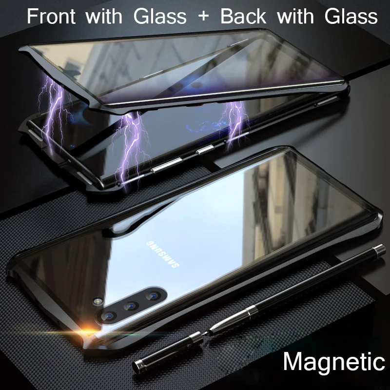 Magnetic Case for Samsung Galaxy Note 10 Front+Back double-sided Tempered Glass Plus Metal | Мобильные телефоны и