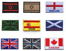 Country Flag Patches Embroidered Israel Canada Spain UK British England Scotland World Flags Badges for Clothing with Hook&Loop