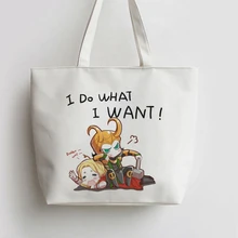 Я занимаюсь тем, что хочу, Тор Локи аниме холщовые сумки сумка для покупок с персонажем из мультфильма сумка для покупок и продуктов GA533