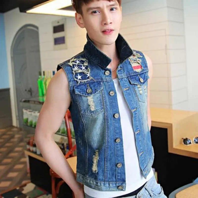 vest denim mens