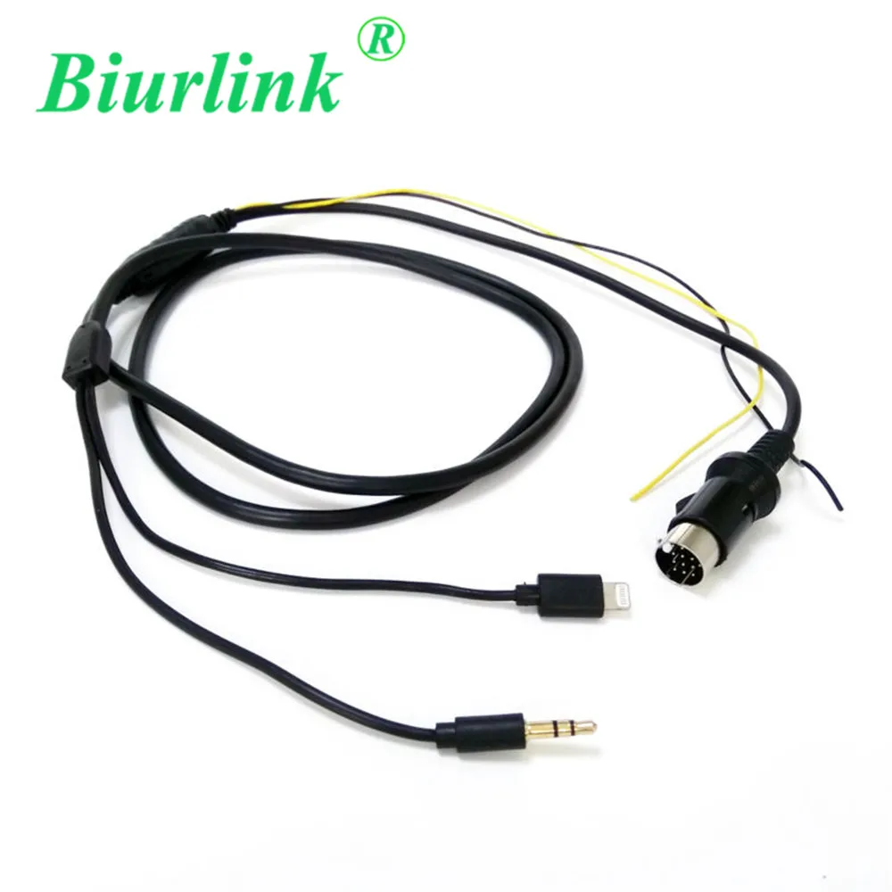 

Biurlink For Kenwood 13 Pin CD Changer Jack Plug Aux Audio Input Adapter Cable with Lightning Charging Adapter for iPhone 5 6