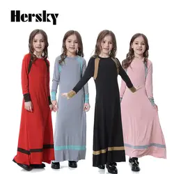 Малайзии традиционный Новый мусульманских детей одежда мода высокая эластичность ребенок Абаи мусульманских девочек длинное платье