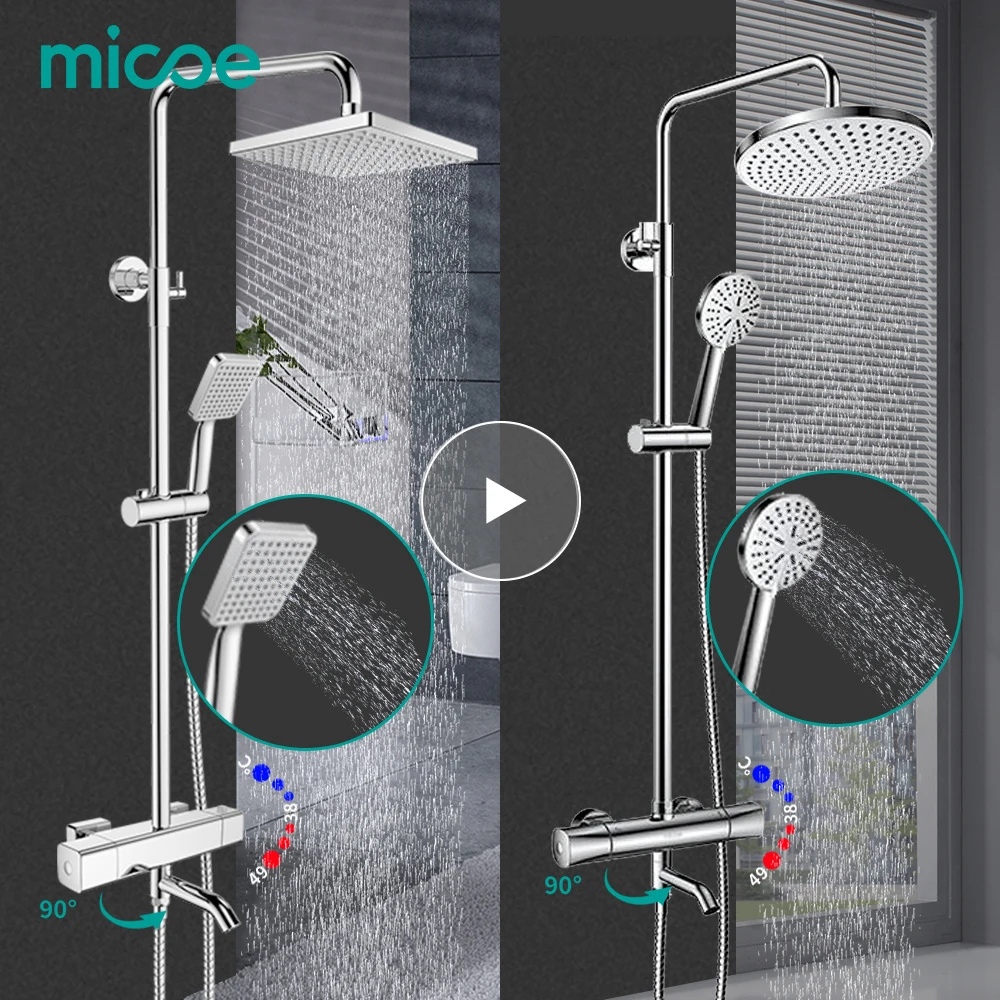 

Micoe Bathroom Rainfall Shower Set Intelligent Thermostatic Bath Shower Faucets Thermostatic Mixing Valve Shower Tap