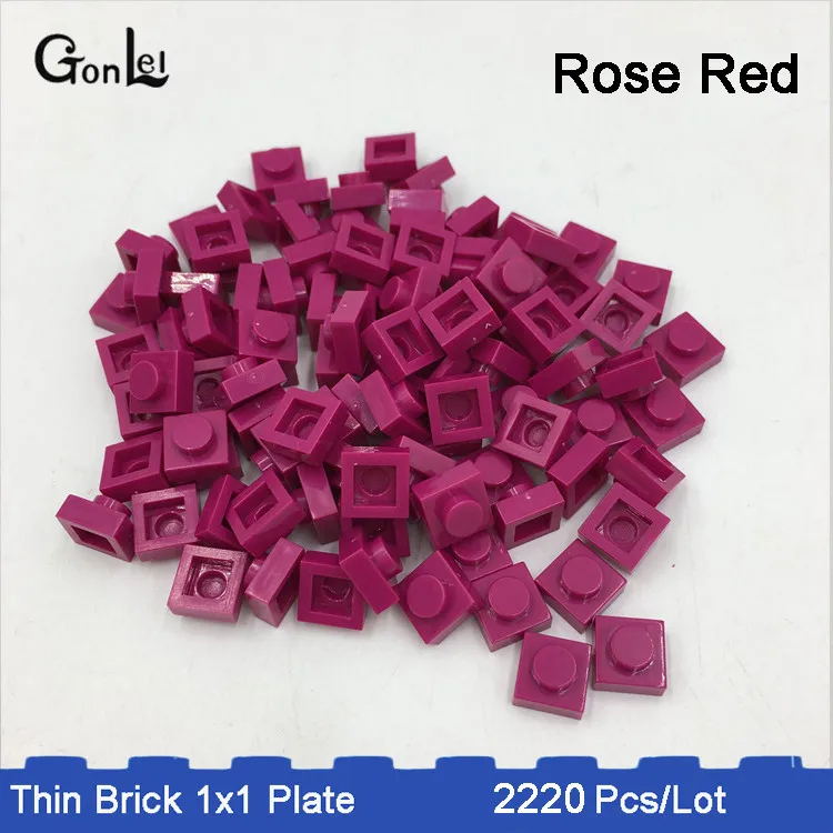 2220 шт./лот MOC кирпич 1x1 пластины части 33 цвета выбор сделать qr-код и MOC Конструкторы блоки DIY игрушка ребенок совместим с - Цвет: rose red color