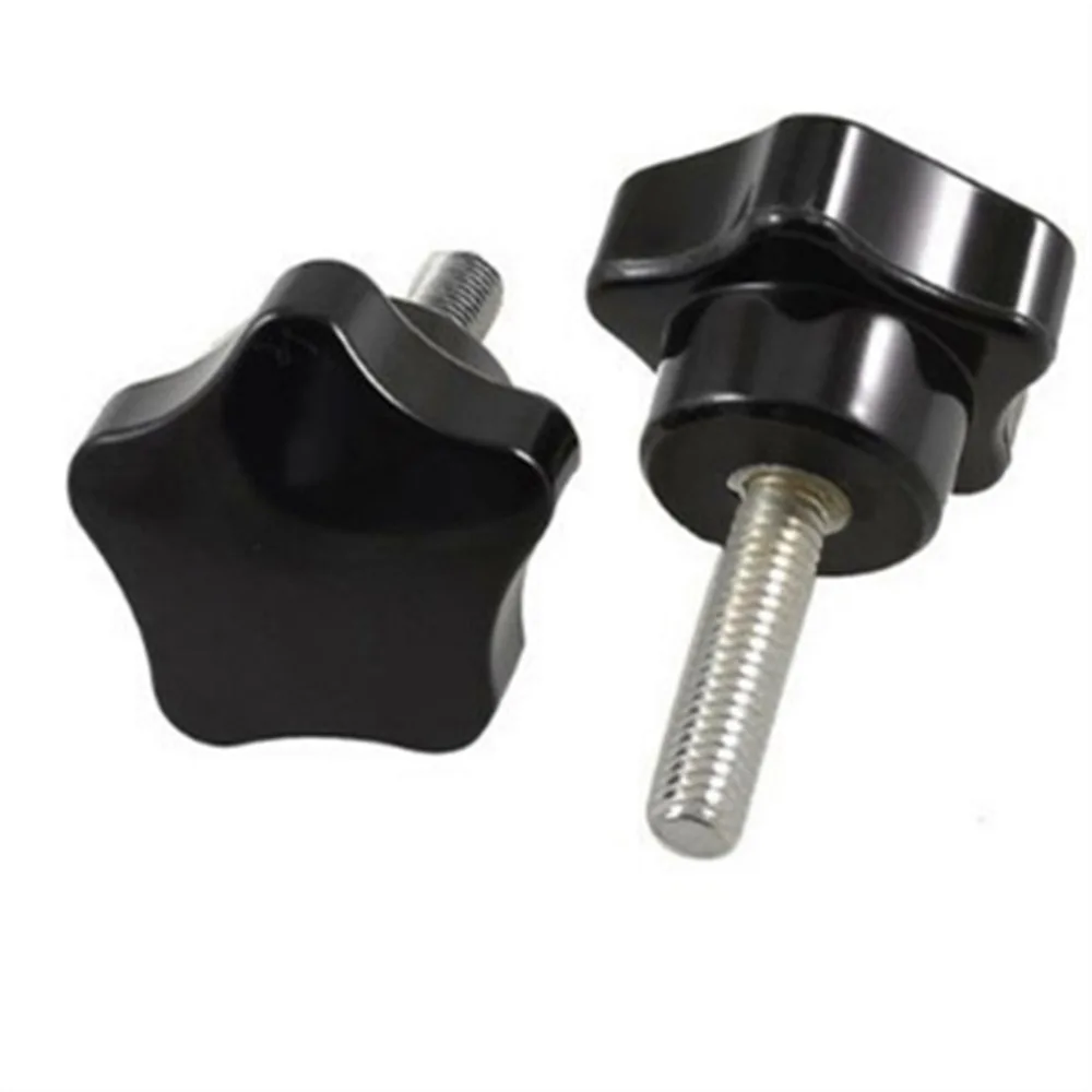 2 Pcs M6 x 25mm Male Thread 32mm Star Head Clamping Knob Blackin