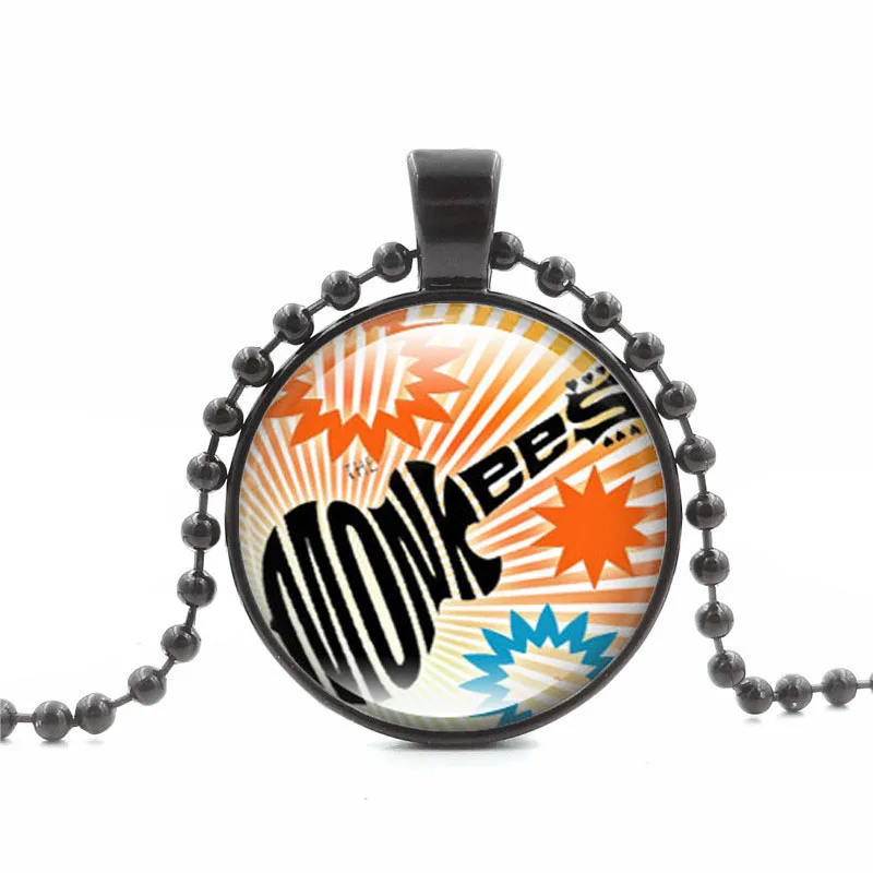 Массивное ожерелье Monkees арт стеклянный кабошон подвеска цепочка с черными