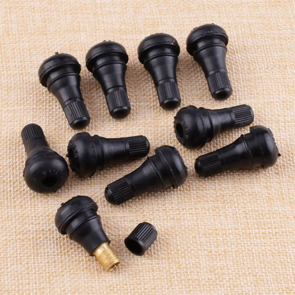 

CITALL High Quality 10pcs TR412 Rubber Tubeless Stubby Tire Valve Stems Fit for ATV Car Motorcycle SP7 Accessories