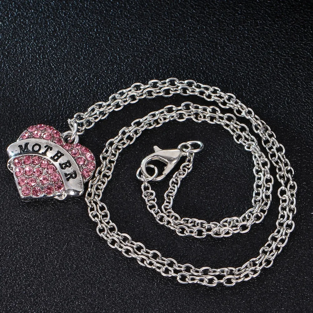 Женская семейная бижутерия украшенная стразами|mother gift|heart crystalnecklace necklace |