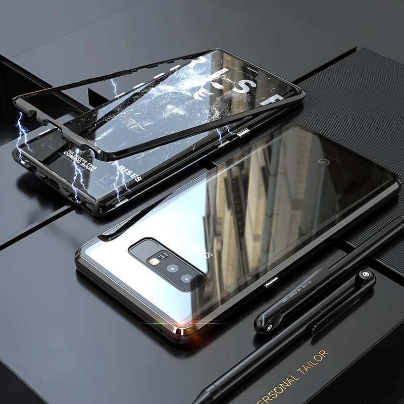 Металлический магнитный чехол для Samsung Galaxy S10 Plus Note 8 9 S магнитная прозрачная