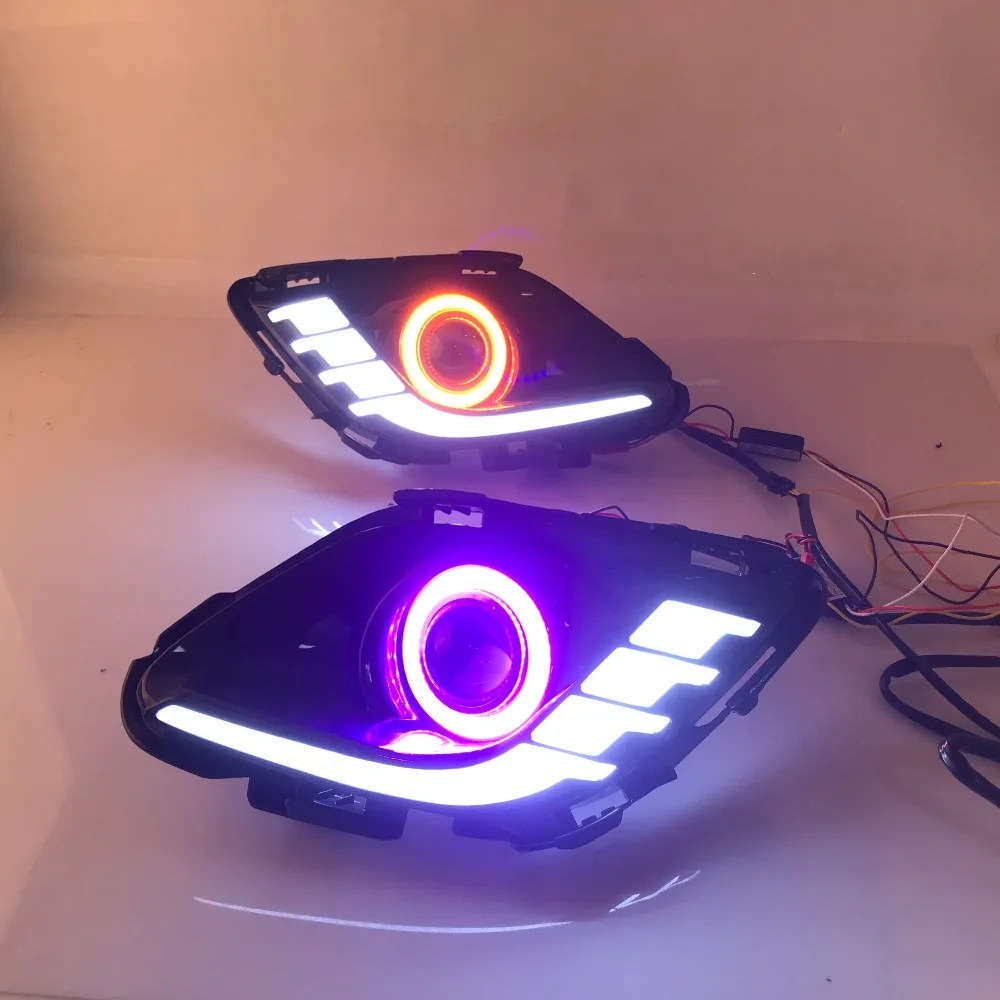 RQXR противотуманная фара вождение свет в сборе для Mazda 6 atenza cob angel eye светодиодные дневные ходовые огни сигнал поворота синий ночной режим