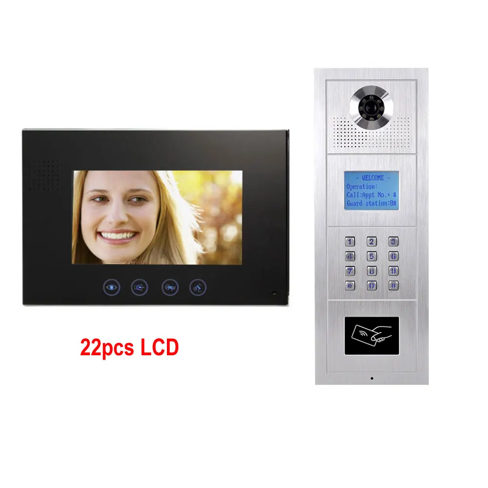7 inch LCD Monitor Alloy Color HD IP55 Waterproof Camera Digital Multi-Apartment Building Video Doophone Intercom System 22 LCD 7 inch LCD Monitor Alloy Color HD IP55 Waterproof Camera Digital Multi-Apartment Building Video Doophone Intercom System 22 LCD