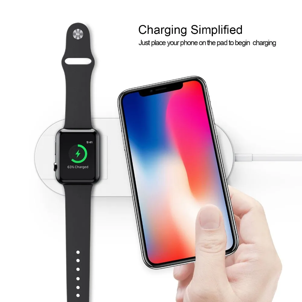 2в1 быстрая Qi Беспроводная зарядная панель для Apple iWatch 2/3 iPhone X 8 Plus