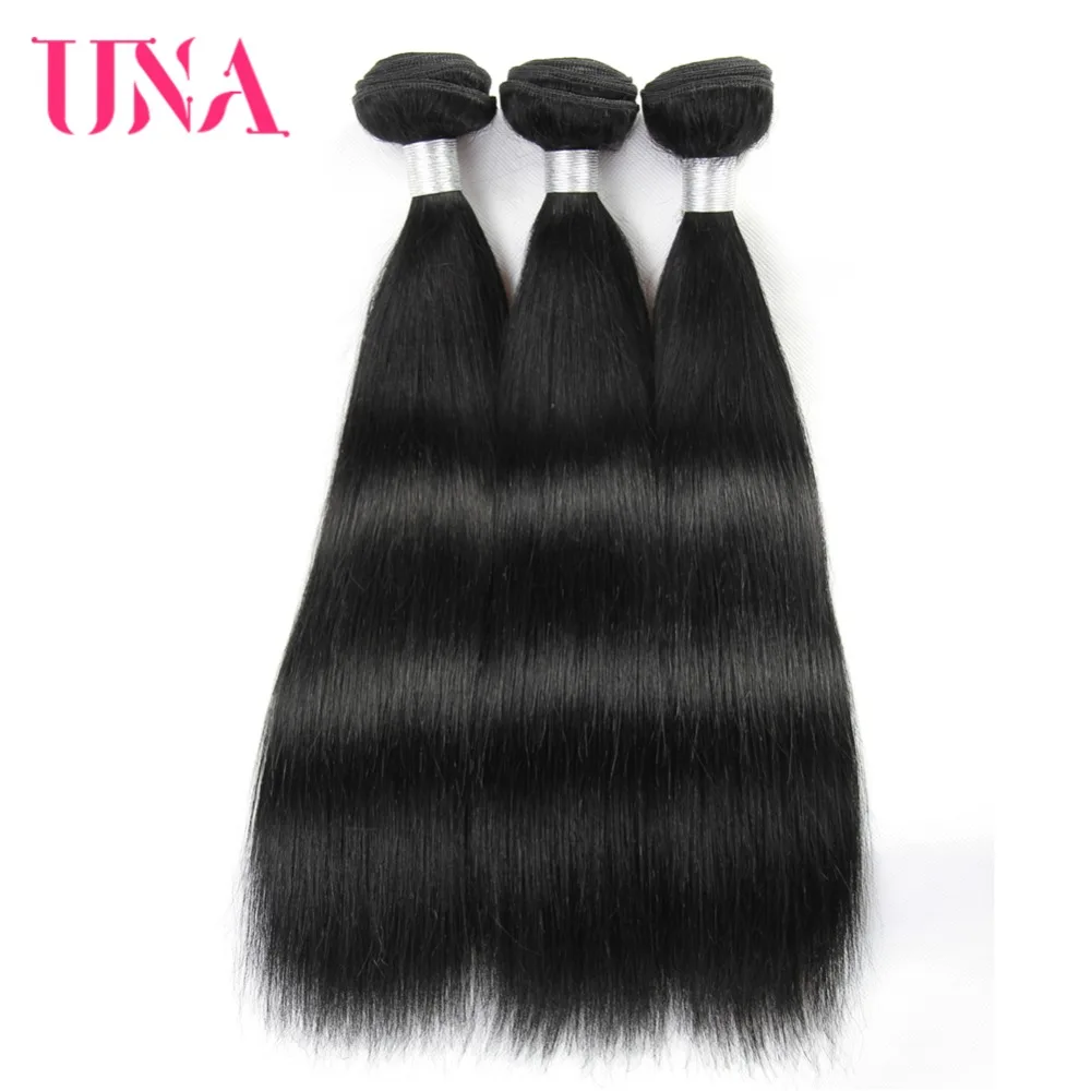 

UNA HUMAN HAIR Peruvian Straight Hair 3 Bundles Deal 100% Human Hair Bundles Non-Remy Human Hair Extension Color #1 #1B #2 #4