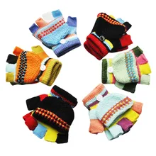 Модные перчатки без пальцев, теплые зимние перчатки для маленьких девочек и мальчиков, аксессуары для От 5 до 14 лет