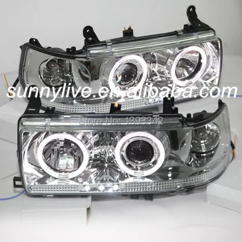 

For TOYOTA Prado 4500 LC80 FJ80 LED Angel Eyes Headlight 1990-1997 Chrome Color