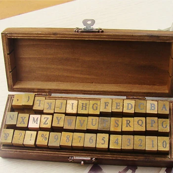 

16CM 42Pcs/Set Wooden Kids Drawing Toys Vintage 26 Alphabet Letters With 6 Punctuation Marks 10 Numbers Stamps Seal Set Toys