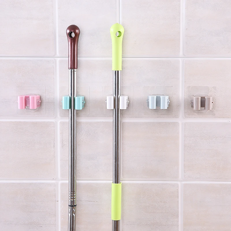 Traceless Sucker Hook Mop Holder Wall Mounted Kitchen Bathroom Suction