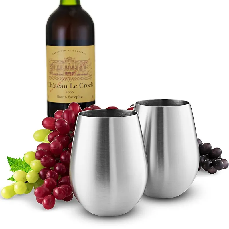 Нержавеющая сталь вина Стекло stemless 18/8 (набор из 2) unbreakable ударопрочный для