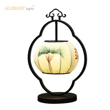 Китайский традиционный стиль ручной Рисунок ткани тени настольной лампы черный Утюг окрашены для спальни гостиной