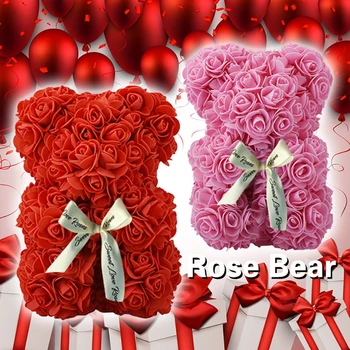 

Artificial Flowers Rose Bear Handmade Flowers Wedding Party Decoration For Anniversary Christmas Valentine's Day Gift