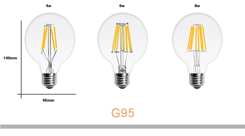 Светодиодный лампа накаливания Эдисона E14 E27 220V C35 G45-G95 ST60 A60 T45 2W 4W 6W 8W подвесной светильник в стиле ретро лампы в форме свечи люстра лампа украшения дома светильник