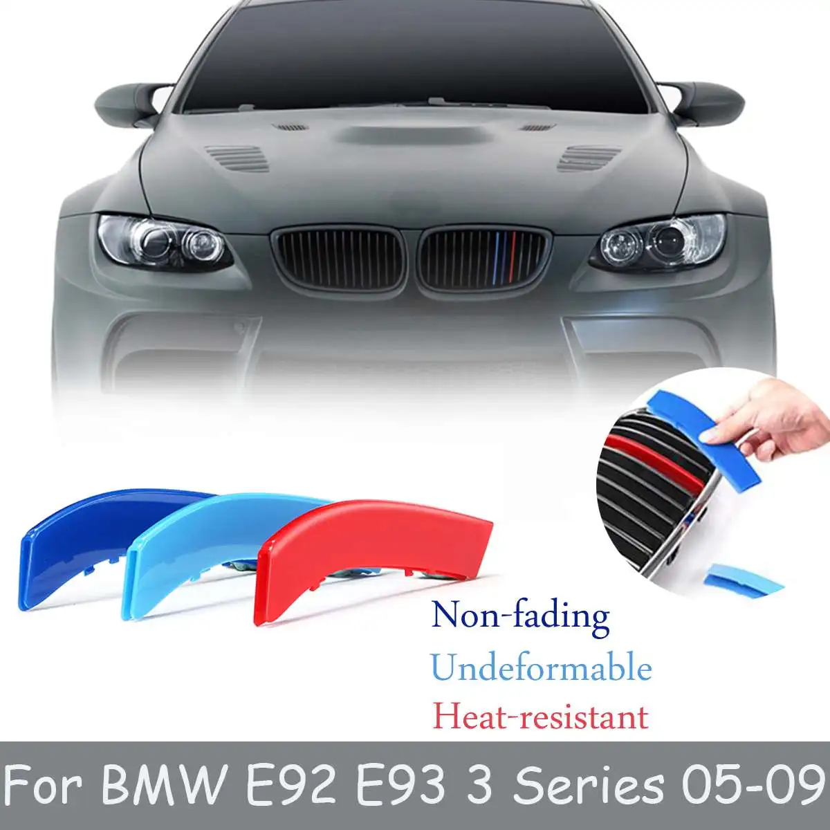 

3 Colors Plastic Front Center Grille Cover Trim Racing Grille Fits For BMW E92 E93 2005-2009 Grill Cover Stripe Clip