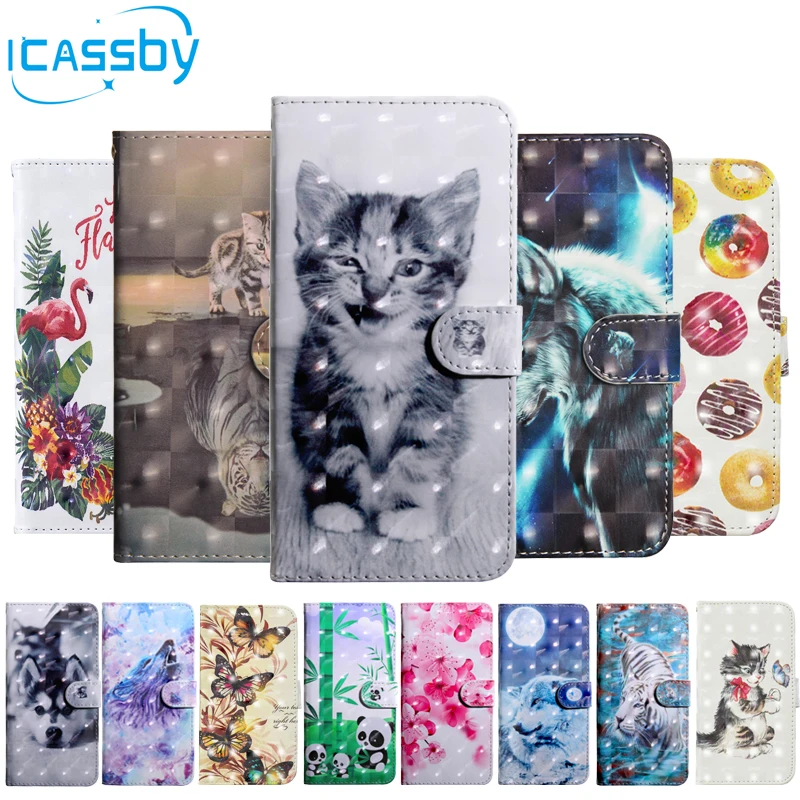 

Flip Book Case For Coque Huawei P Smart 2019 Cute Cat Panda Leather Wallet Phone Cover For Huawei P Smart 2019 Case Etui Capinha
