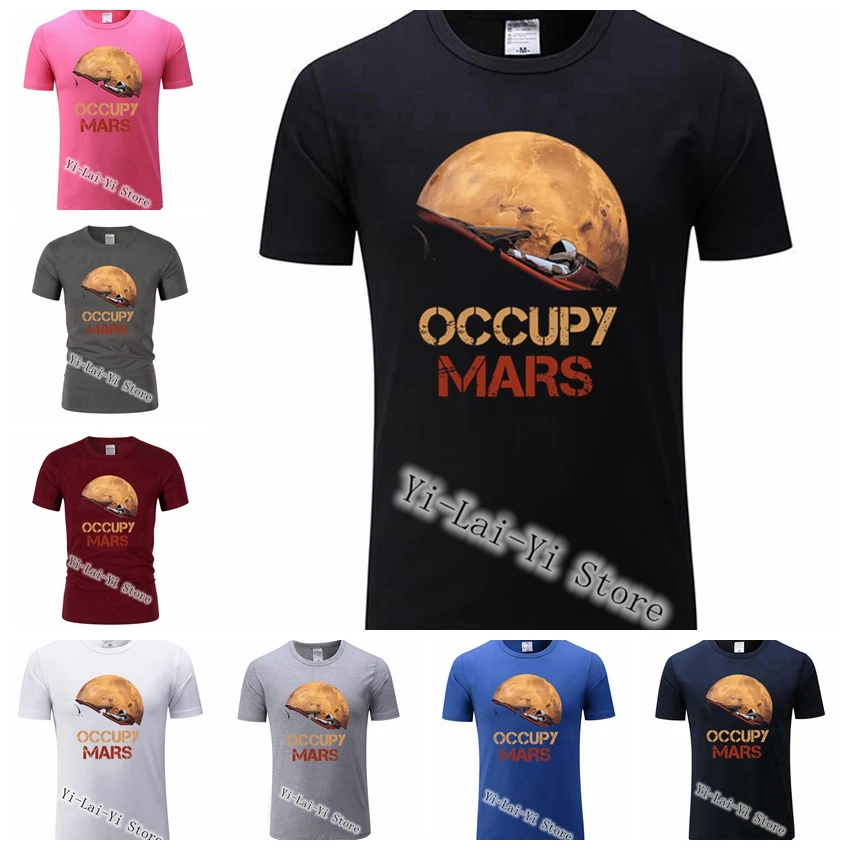 Новинка человек занимают Mars SpaceX Starman футболка крутой человек Элон мускус пространство X Футболка Camiseta 3D для мужчин футболка бесплатная