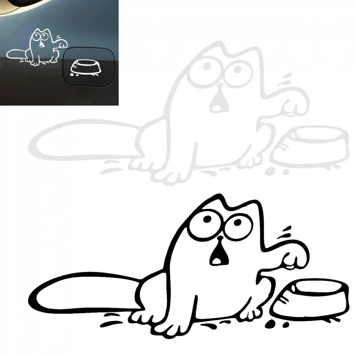 

16 x 10CM Reflective Material Cat Pattern Creative Funny Car Sticker Accessories for Cars Fuel Tank