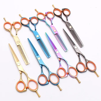 

2Pcs 5.5In. 16cm Engraving Logo Styling Tool Bang Cut Hairdressing Scissors Cutting Scissors Thinning Shears Hair Scissors