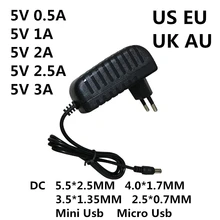 DC 5 V 0.5A 0.8A 1A 2A 2.5A 3A AC 100-240V конвертер адаптер питания 5 V Вольт 1000MA переключатель питания зарядное устройство Мини Micro Usb