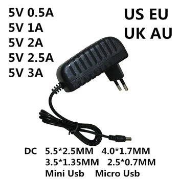 DC 5V 0.5A 0.8A 1A 2A 2.5A 3A AC 100-240V แปลงอะแดปเตอร์ 5 V โวลต์ 1000MA แหล่งจ่ายไฟ Mini Micro Usb 1