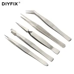 DIYFIX 5 шт. Precision Нержавеющая сталь электронные пинцеты комплект противоскользящие антистатические сбор щипцы Ремонт Инструменты комплект