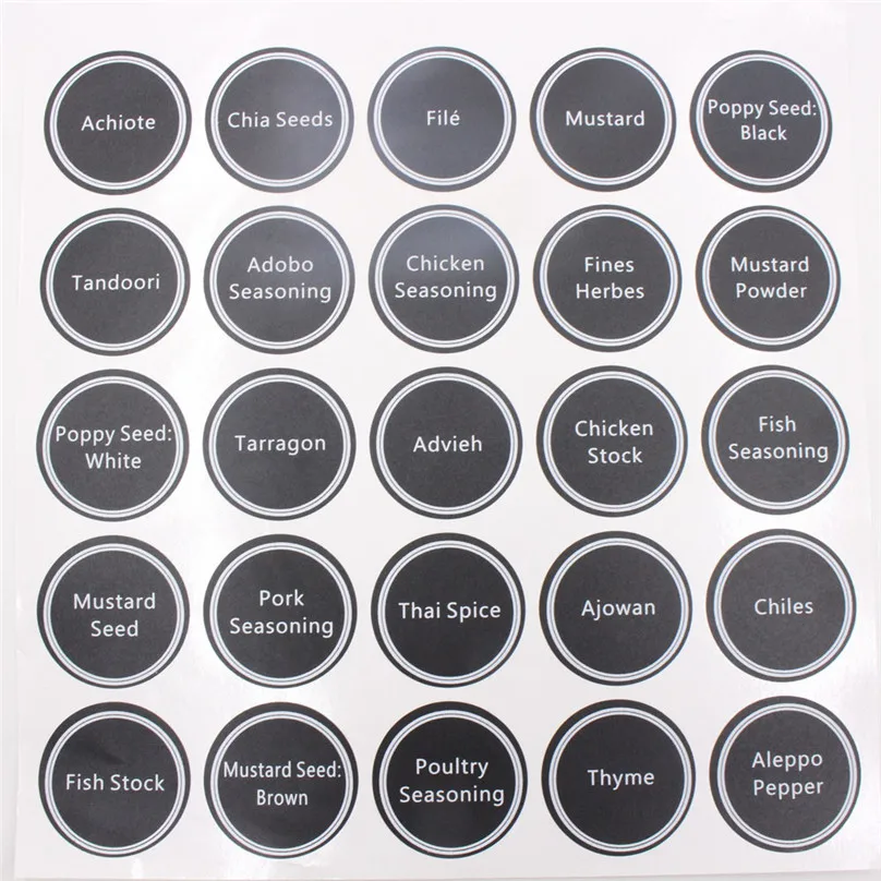 13pcs Printed Spice Jar and Pantry Label Set Chalkboard Round Stickers Write-on Labels Stickers #4M08 (4)