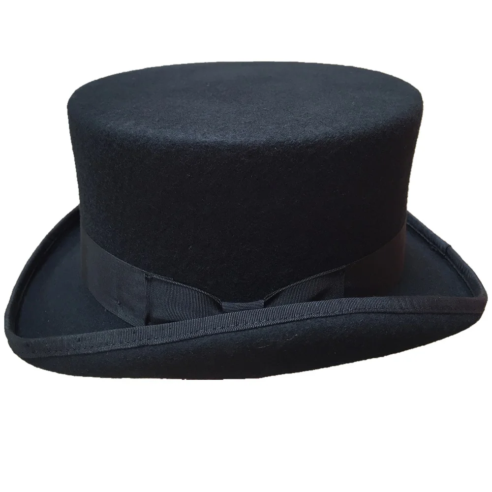 Express Hats Quality Wool Felt Top Hat 5 inch Crown Height Satin Lined
