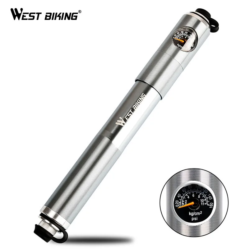 WEST BIKING Bicycle Pump Hand Air Pump Hose Pressure Gauge Cycling Tire