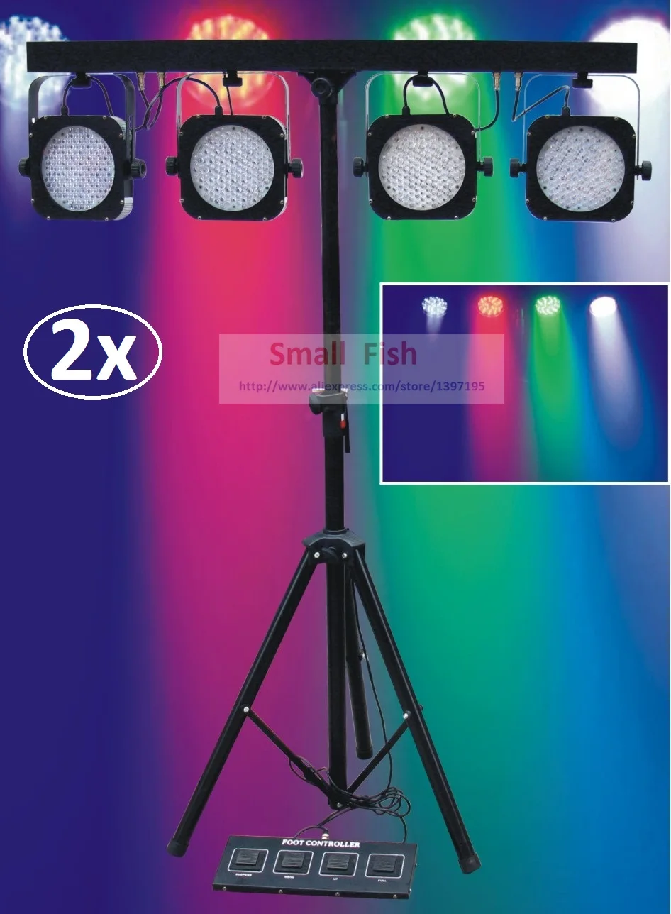 

2xLot Free Ship 2020 Led Par Kit Mini 4 BAR LED RGB Par Can Stage Wash Tripod Light Lamp Stand Light System DJ Club Party Show