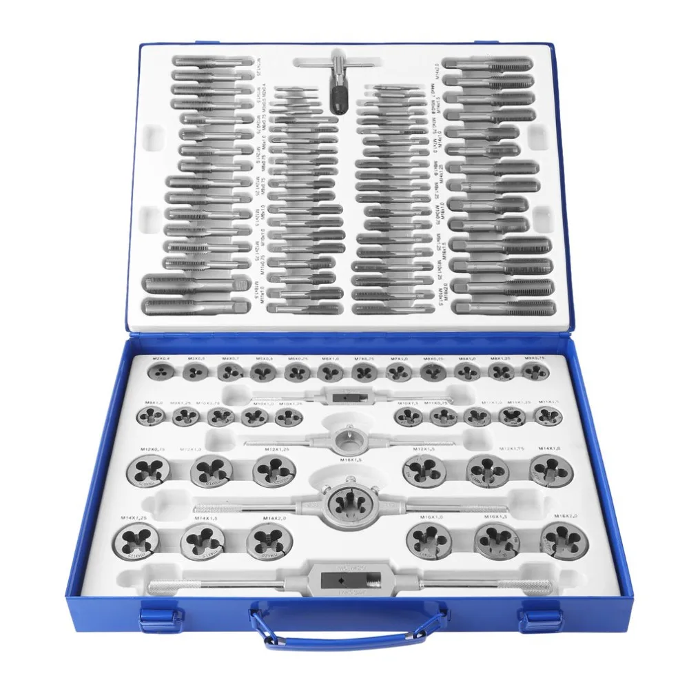

110PCS Screw Thread Drill Kit Professional Alloy Steel Taps Thread Cutter Durable Metric Tap Die Set Hand Repair Tools