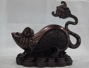 

bi001852 Chinese pure bronze copper Carved Zodiac 12 animal wealth mouse fengshui Statue
