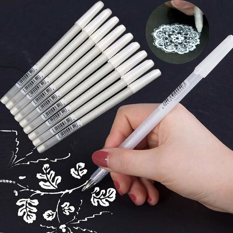

TOUCHTEN 3Pcs/Set 0.8MM White Ink Gel Pens Office School Supplies Photo Album Drawing Painting Art Marker Pen