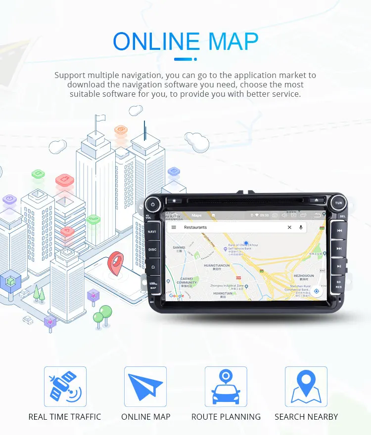 Cheap LJHANG 2 Din Android 9.0 Car DVD Player For VW Volkswagen SKODA GOLF 5 6 POLO PASSAT B6 JETTA TIGU0AN GPS Navigation Radio WIFI 5