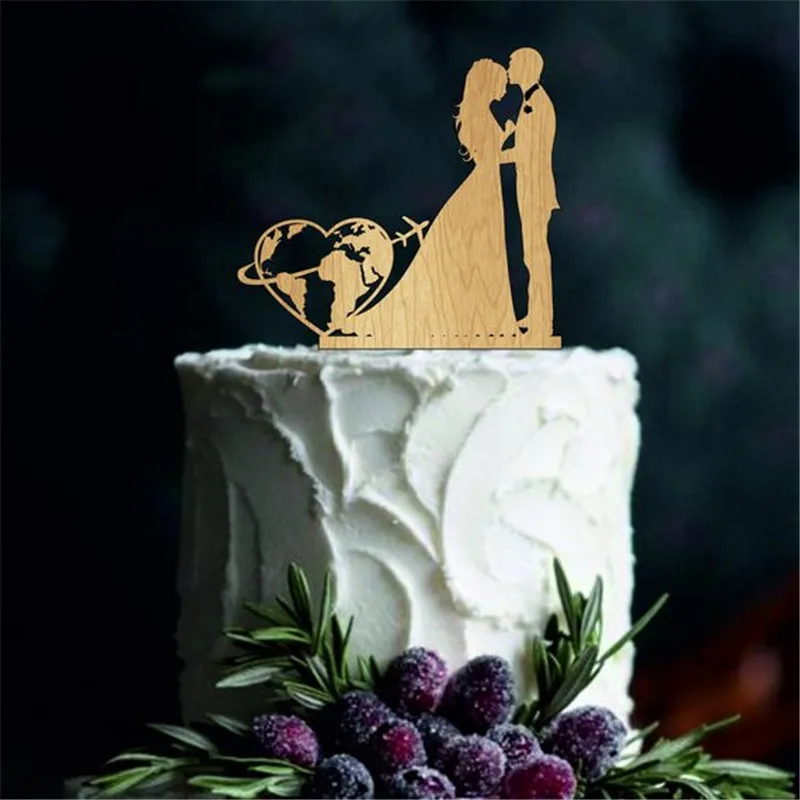 

Travel Themed Wedding Cake Topper World Map Cake Topper Airplane Cake Topper Map Silhouette Acrylic Wooden