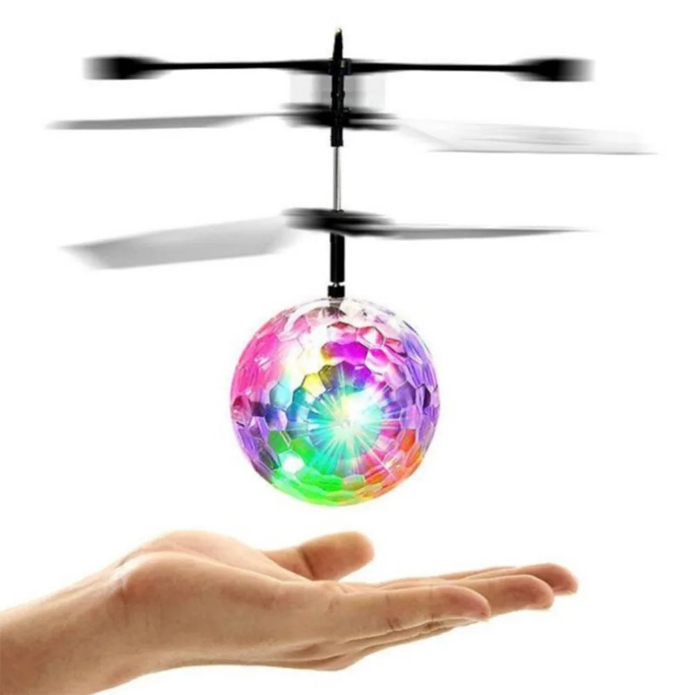 

RC Flying Ball Crystals Flashing LED Light RC infrared Induction Helicopter for Kids Teenagers Colorful Flyin
