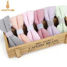 Ianthe мужской модный однотонный галстук-бабочка для мужчин, Свадебный хлопковый галстук-бабочка для жениха, винтажный галстук-бабочка, 20 цветов