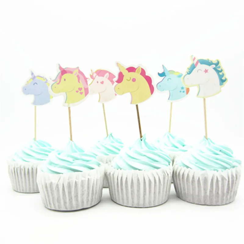 24 шт./лот Единорог кекс ботворезы выбирает для Happy День рождения baby shower декор для мальчиков и девочек рождественские украшения для дома торт