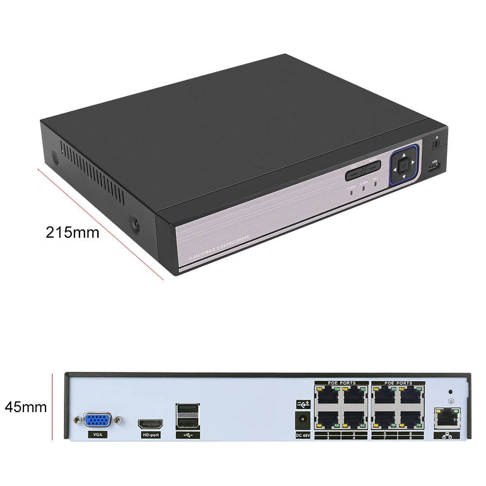 H.265 H.264 8CH 48V система охранного видеонаблюдения POE NVR POE IP Камера камеры видеонаблюдения CCTV Системы P2P ONVIF 4*5 Мп/8*4 Мп сетевой HD видео Регистраторы