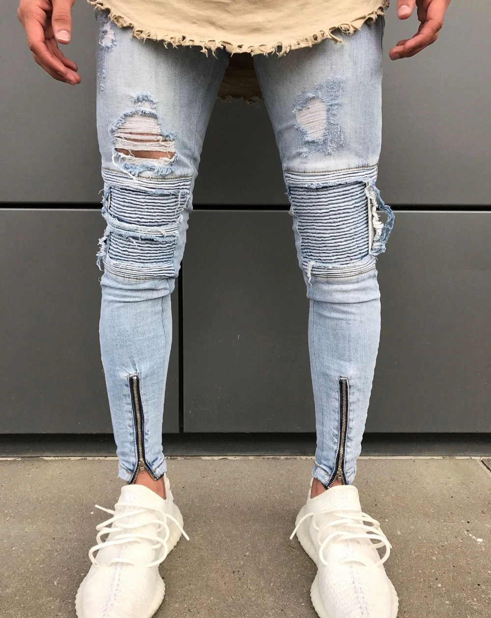 jeans branco rasgado