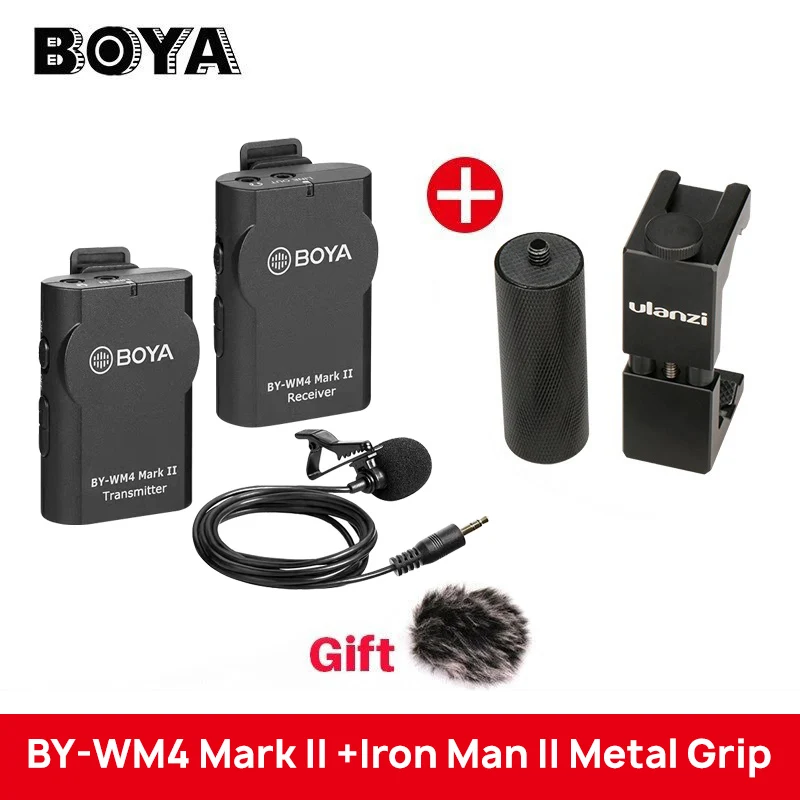 Boya BY-WM4 Mark II Профессиональный беспроводной микрофон Система петличный микрофон с отворотом для Canon sony DSLR видеокамеры рекордер для iPhone - Цвет: w Iron man II